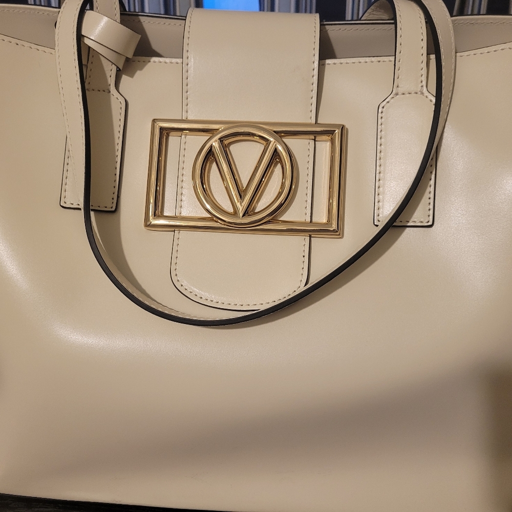 Valentino Cream Leather Tote Bag